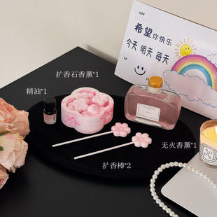 精油摆件家用室内无火石膏香氛情人节送闺蜜礼物 桃花香薰礼盒套装