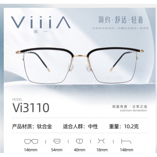 正品Viii∧一唯眼镜纯钛超轻眉毛近视眼镜架镜框男女款半框Vi3110