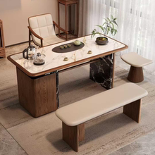 新中式高端实木家用茶桌椅办公室现代简约小户型客厅阳台岩板茶台