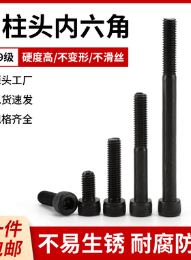 12.9级杯头全牙内六角高强度圆柱头螺丝钉M3M4M5M6M8M10M12M16M18