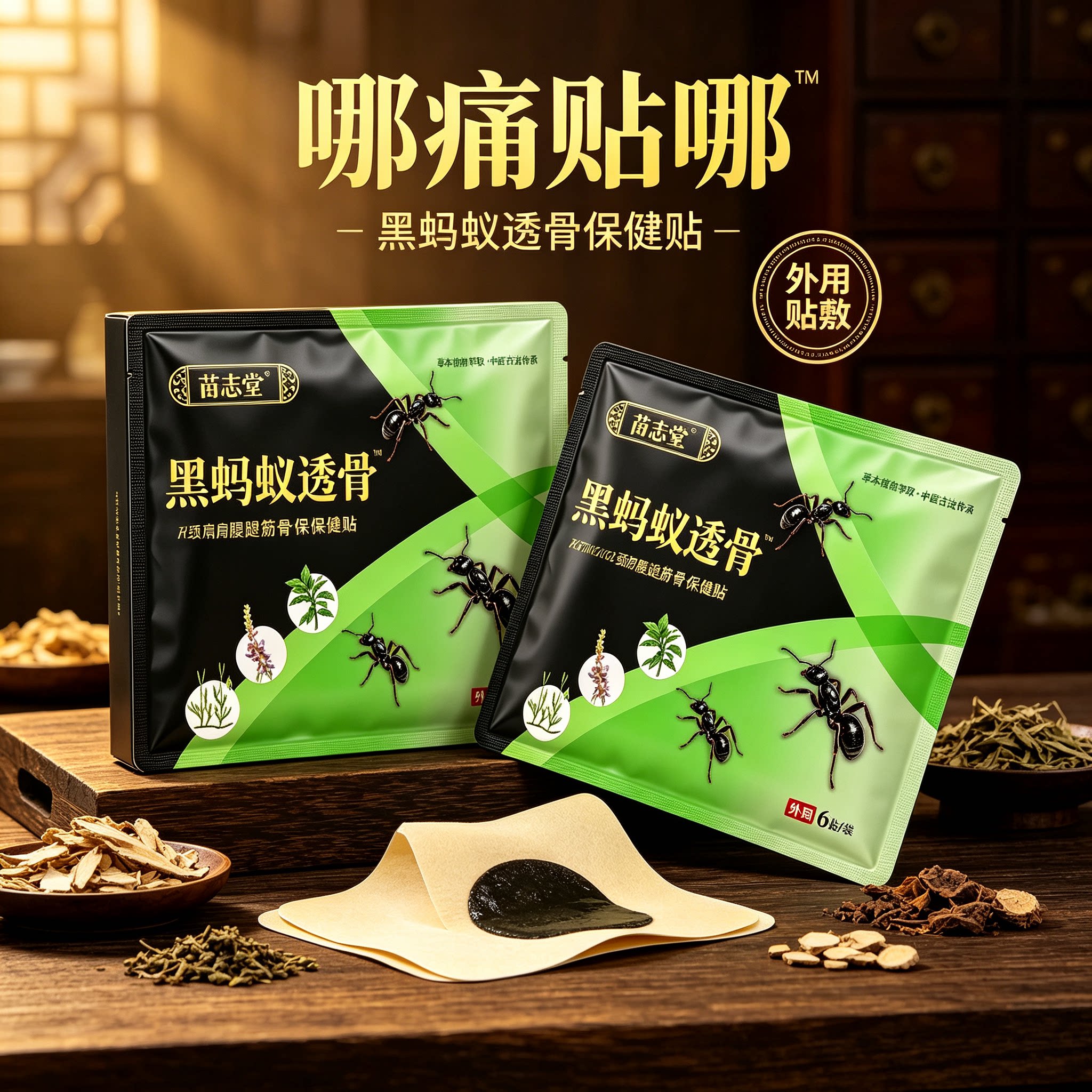 黑蚂蚁透骨颈椎不适贴肩周酸胀膝盖怕冷腰椎疲劳贴老牌膏贴颈椎贴
