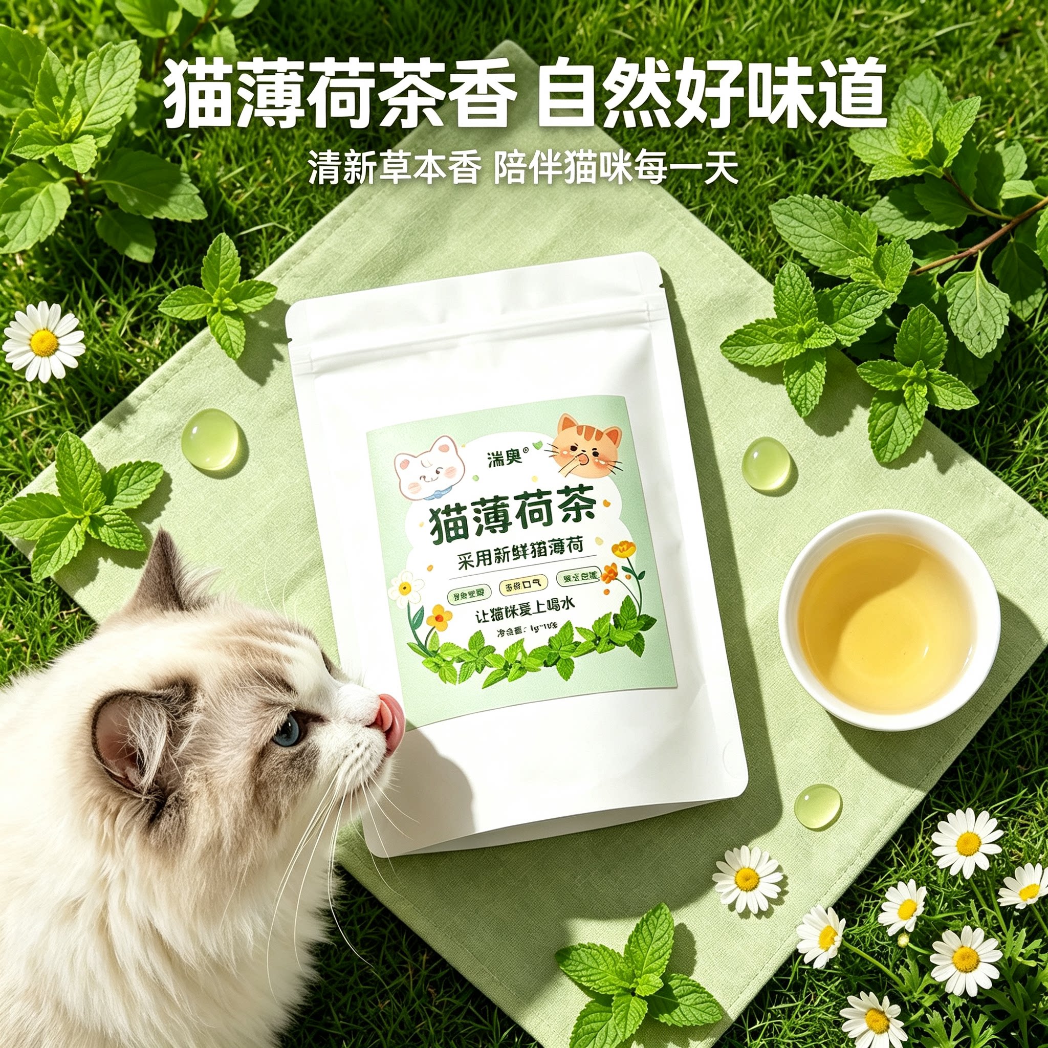 猫薄荷茶茶包猫喝水补水品新款薄荷粉末猫咪磨牙棒清新口气