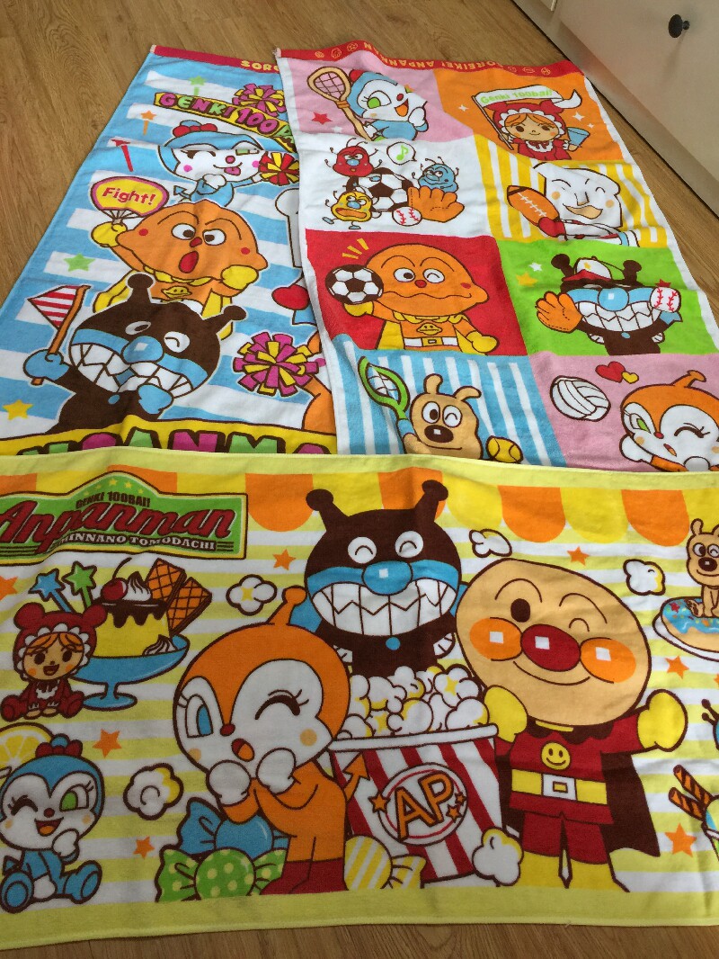 日单AnpanMan面包超人纯棉全棉浴巾沙滩巾抱被大毛巾柔软面巾方巾