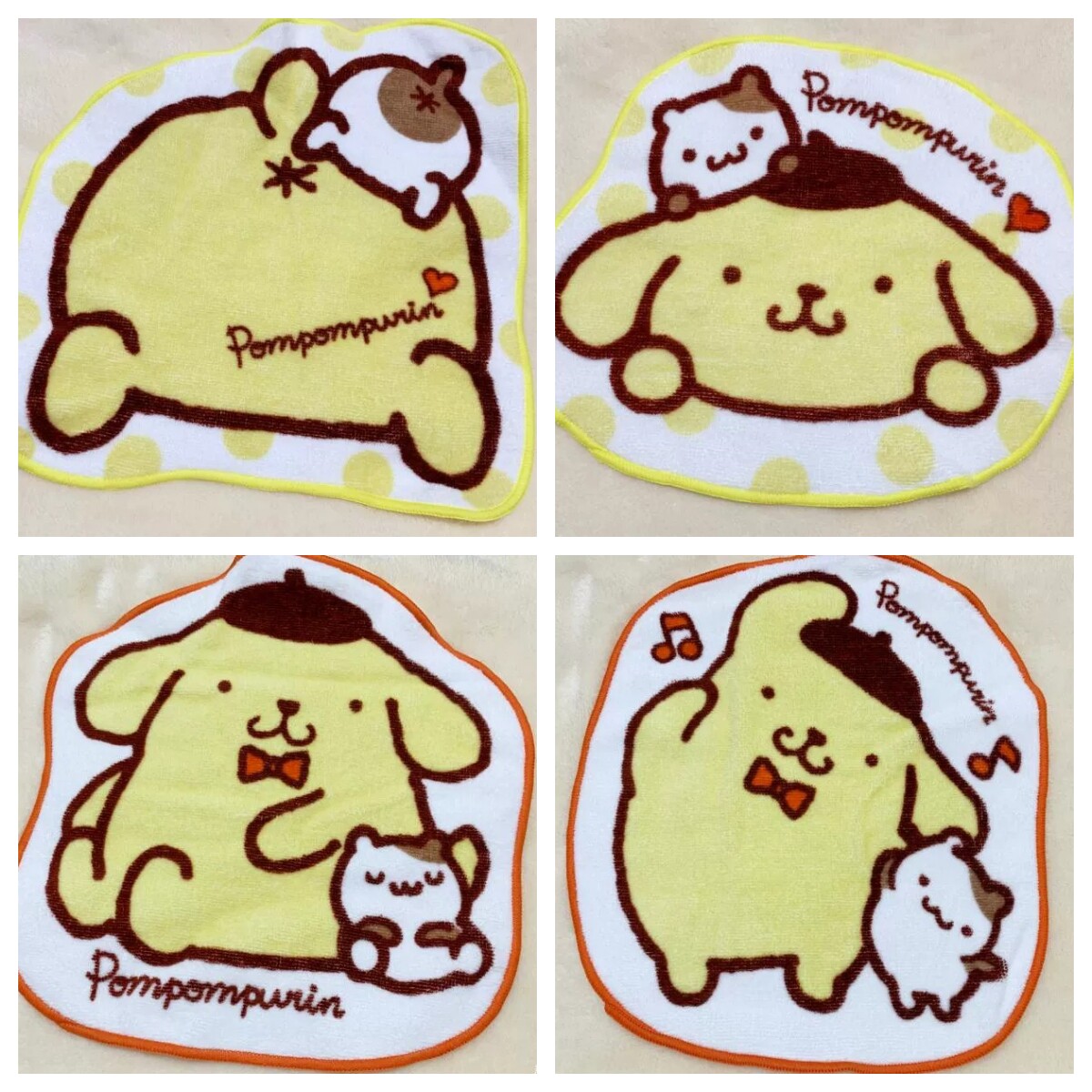 日单sanrio三丽鸥布丁狗抽赏全棉纯棉方巾毛巾洗脸巾Pom Purin