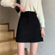 大码 高腰鹿皮绒短裙秋冬新款 显瘦半身裙女胖mm黑色包臀裙a字裙子