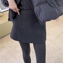 冬高腰遮肚外穿打底a字休闲阔腿靴裤 大码 加厚短裤 不规则毛呢裙裤