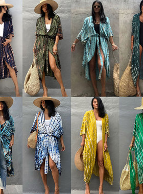 海边度假外搭人棉开衫薄款防晒衣罩衫女中长款海滩比基尼泳衣外披