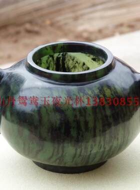 甘肃特产祁连玉 酒泉玉鸳鸯玉墨玉 夜光杯 酒壶 茶壶 茶具 酒具