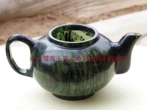 甘肃特产祁连玉 酒泉玉鸳鸯玉墨玉 夜光杯 酒壶 茶壶 茶具 酒具