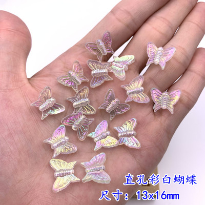 diy透明手工头饰耳环蝴蝶散珠