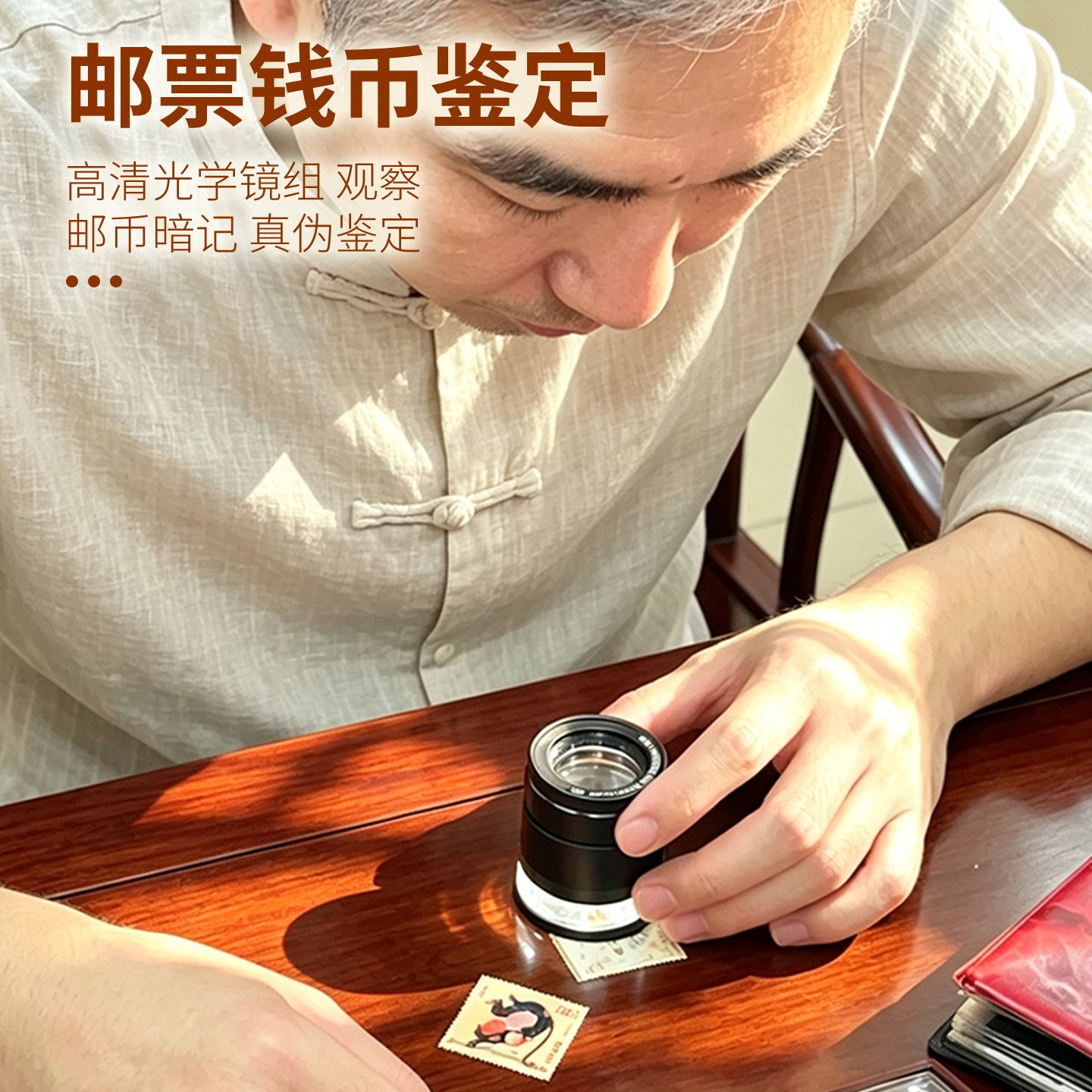 10倍高倍带刻度带灯led圆筒放大镜适用于钱币鉴定电子维修