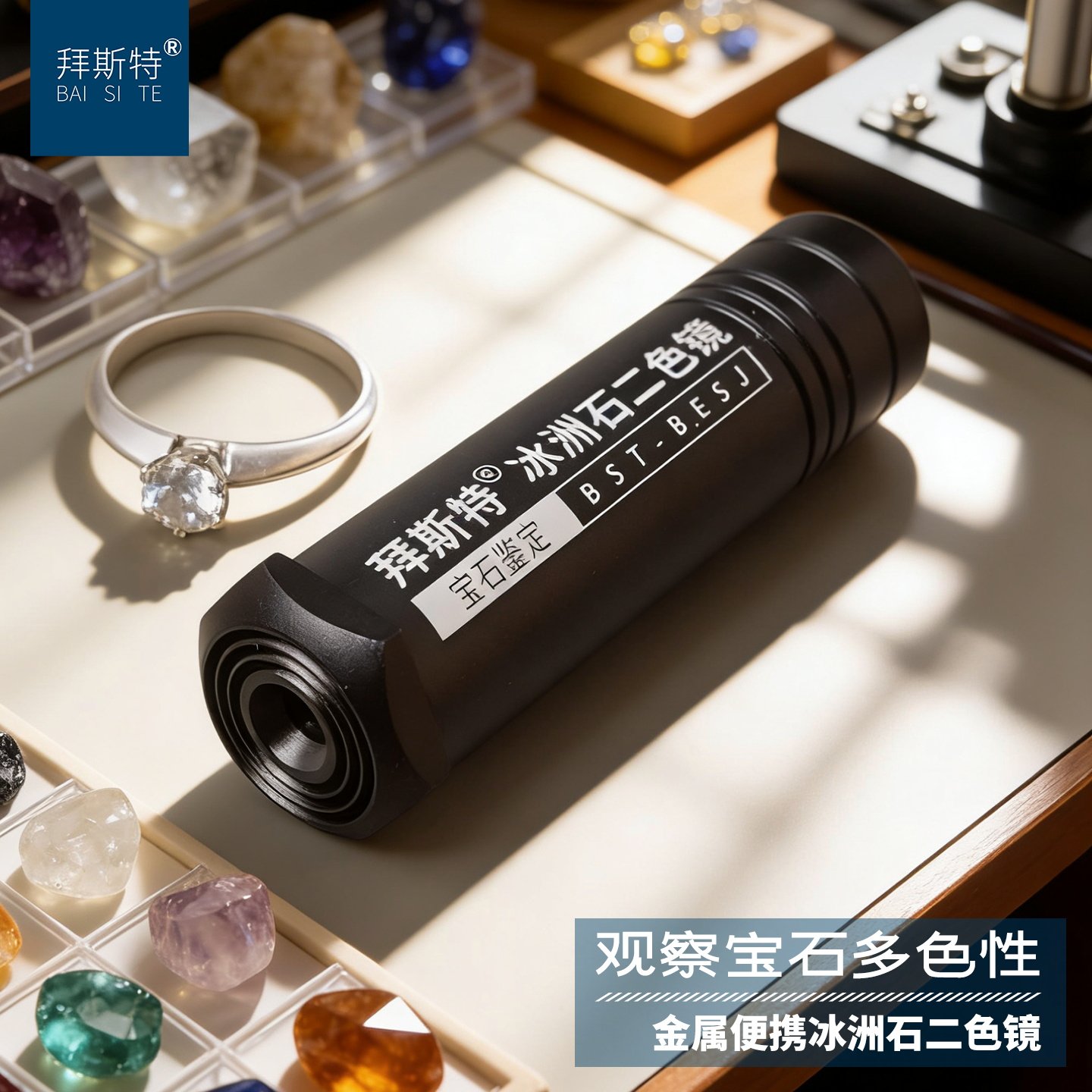 拜斯特冰洲石二色镜翡翠玉石祖母绿碧玺彩宝石鉴定工具专业仪器