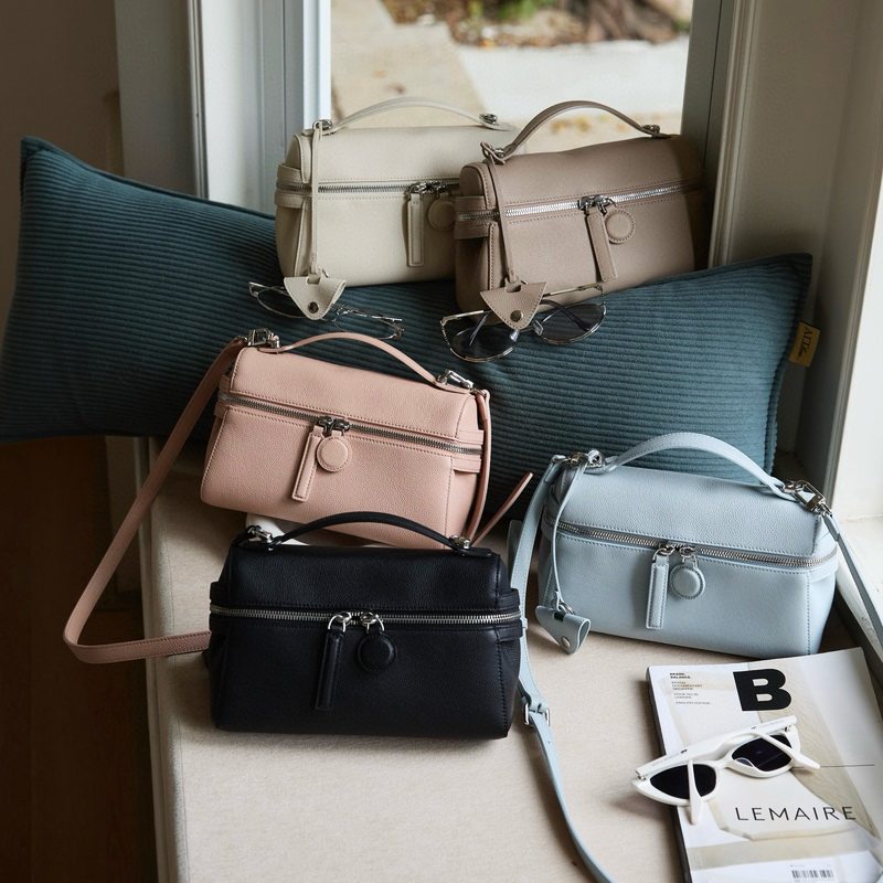 欧尚典头层牛皮饭盒包真皮女包2026春夏手提软皮盒子包斜挎小方包