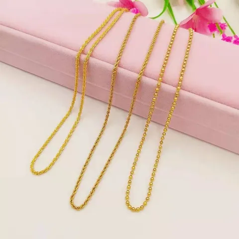 项链圆珠链首饰品仿黄金毛毛虫黄铜百搭电镀麻花镀金女士项饰