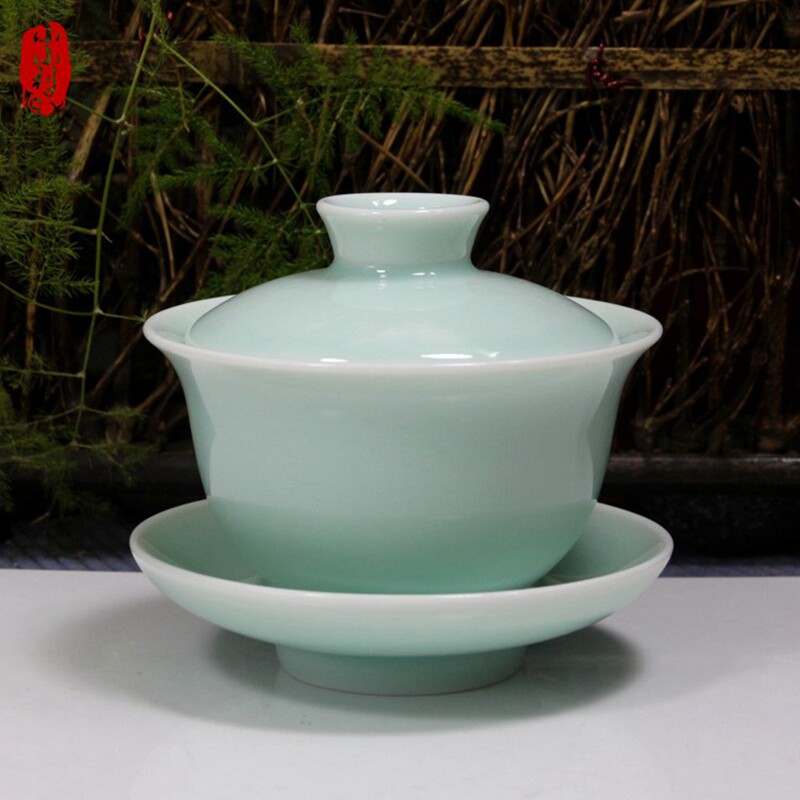 小小利青瓷玉质盖碗茶具配件 结婚敬茶春泡茶杯茶碗耐热包邮