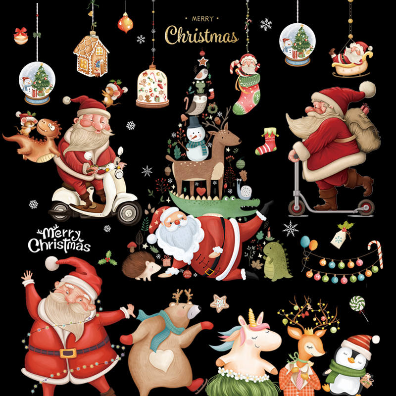 餐厅橱窗PVC圣诞背胶玻璃