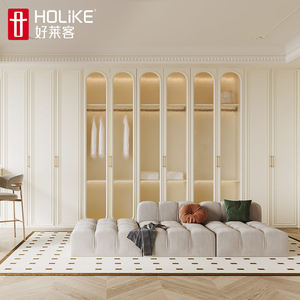 好莱客轻法式覆古风走入式衣柜定制 转角衣帽间卧室柜子全屋定制