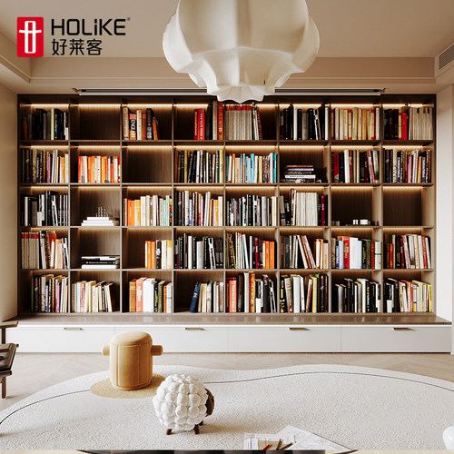 好莱客轻定制书柜一体整墙客厅落地书柜儿童定做格子柜储物柜矮柜