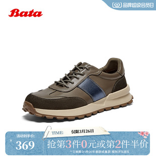 牛皮通勤厚底百搭运动鞋 新款 91F01CM5 男秋季 Bata休闲鞋