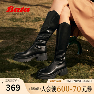 长筒靴10982DG4 显瘦增高百搭时尚 Bata瘦瘦靴女冬季 商场新款