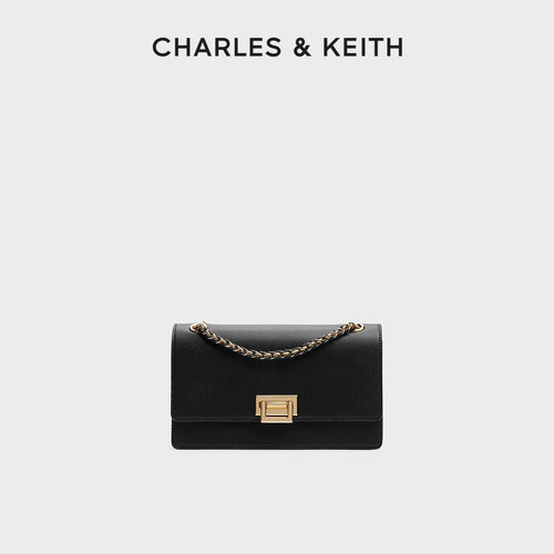 金属扣链条斜挎单肩小方包