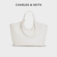 CHARLES&KEITH秋冬女包CK2 30701583复古编织大容量托特包腋下包
