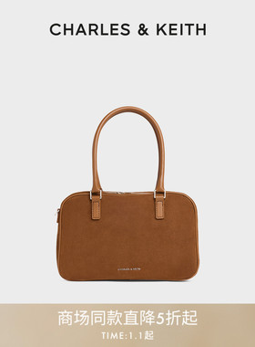 CHARLES&KEITH25秋新品CK2-30271398-2复古简约托特包波士顿包女
