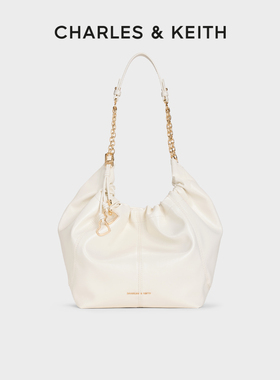 CHARLES&KEITH26春新品CK2-40151610爱心包挂油蜡皮大容量hobo包