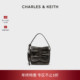 CHARLES&KEITH迷你CK6 折扣推荐 40151554复古褶皱蝴蝶结斜挎包