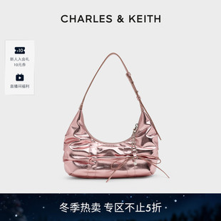 40271626复古褶皱蝴蝶结包 CHARLES&KEITH腋下包CK2 折扣推荐