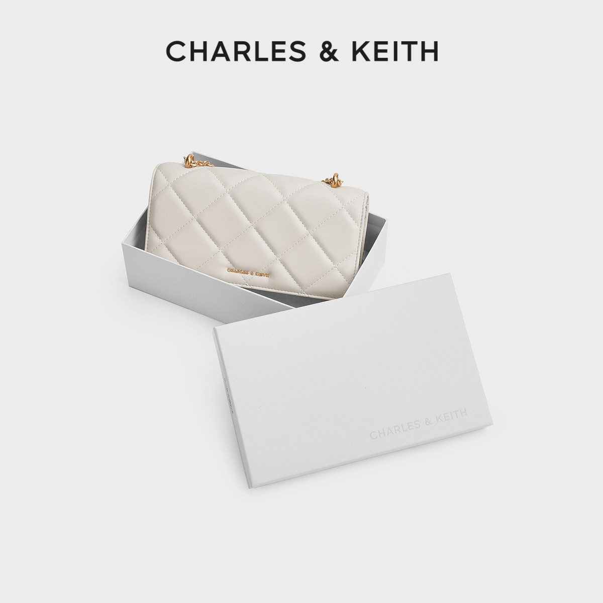 CHARLES&KEITH夏季女包CK6-10680924菱格链条钱包单肩包斜挎包女