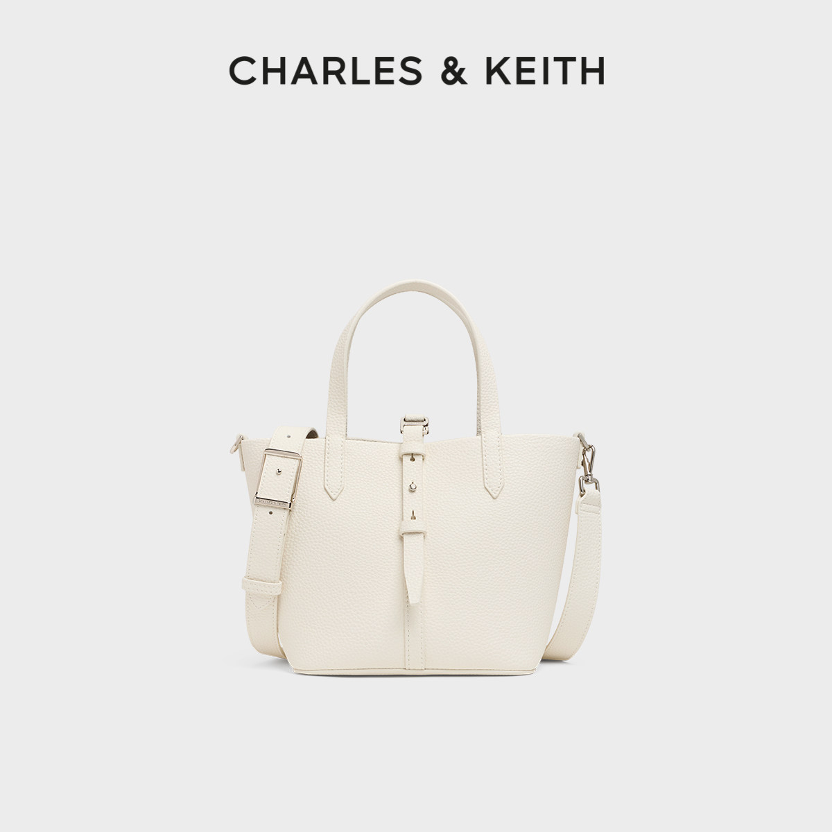 CHARLES&KEITH春夏女包CK2-10151518简约通勤手提水桶包菜篮子包