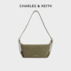 20271679 CHARLES&KEITH25冬新品 CK2 1复古绒面单肩腋下包枕头包