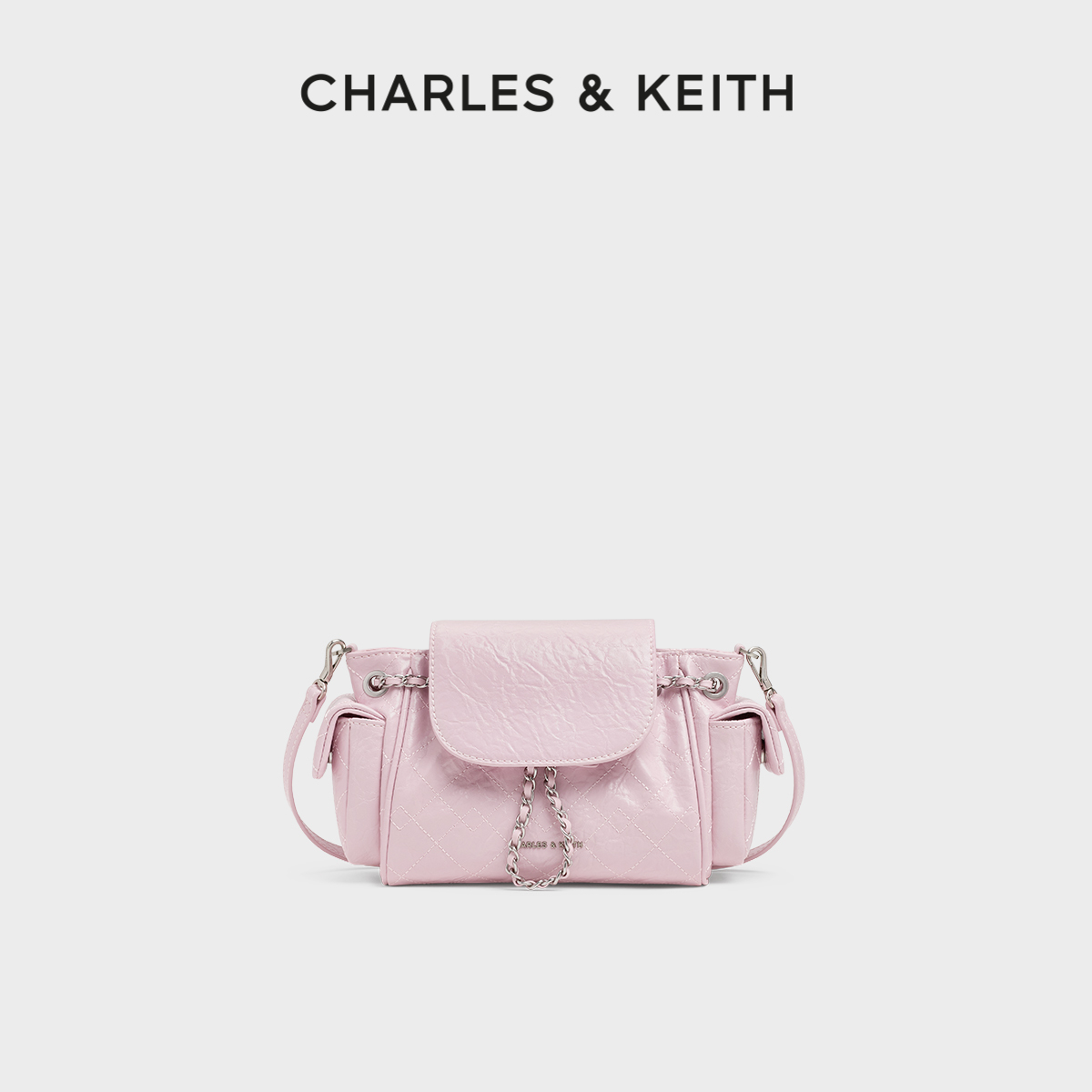 CHARLESKEITH菱格油蜡皮双肩包