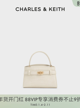 CHARLES&KEITH秋冬女包CK2-50270880-1单肩手提鳄鱼纹凯莉包婚包