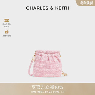 CHARLES&KEITH秋冬女包CK2 A蝴蝶结迷你流浪包双肩包女 60782390