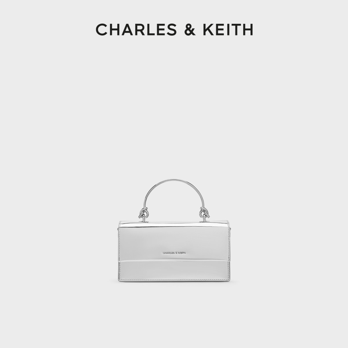 CHARLES&KEITH夏季女包CK6-10840559-A金属提手链条单肩包小方包
