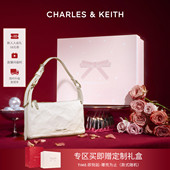 CHARLES&KEITH秋冬CK2 新年礼物 80160183褶皱油蜡皮腋下小方包