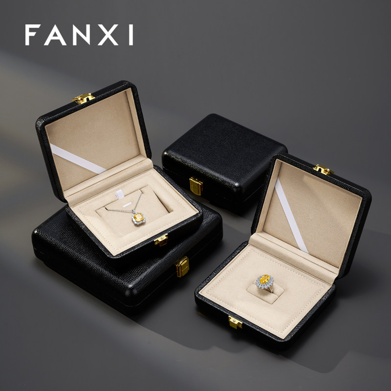 凡西FANXI高档皮革首饰盒轻奢戒指项链展示收纳盒首饰陈列包装盒