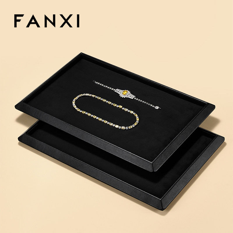 FANXI凡西高级PU皮首饰盘珠宝项链手镯玉器展示盘手表陈列看货盘