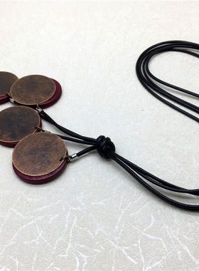 森女系木质棉麻挂饰毛衣链新品