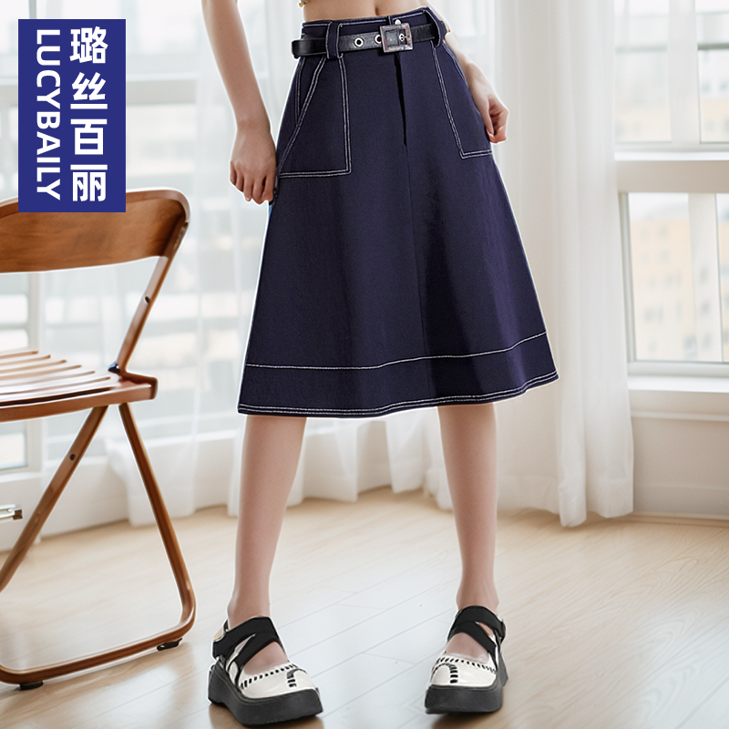 中长款高腰显瘦半身裙