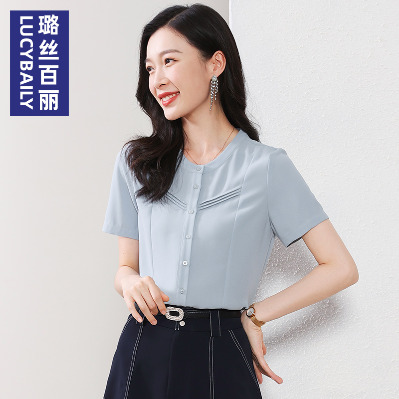 夏季圆领短袖小众衬衫女