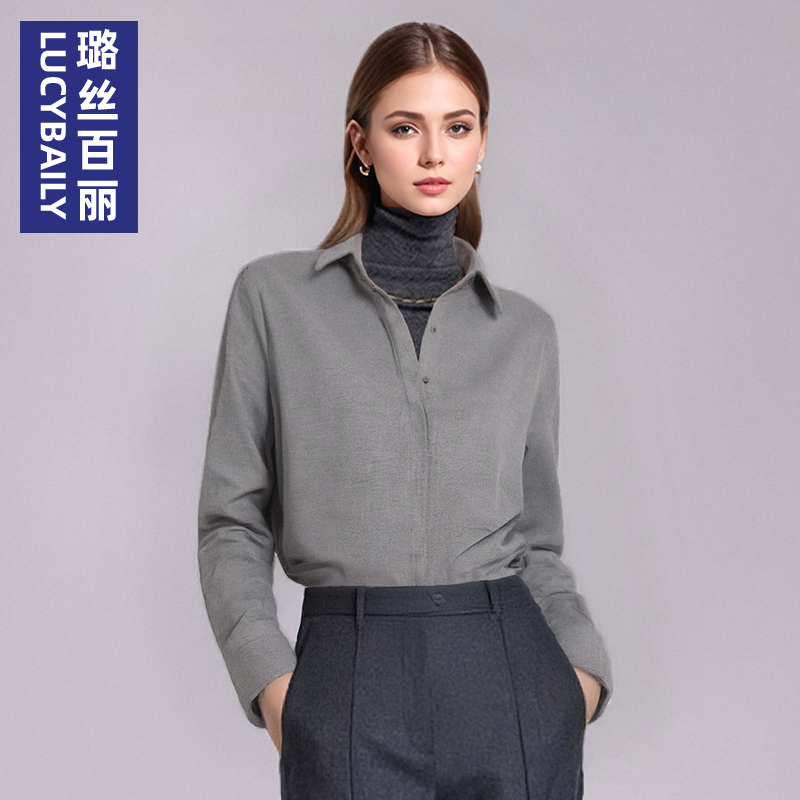 2025新款衬衫女长袖上衣高级感气质磨毛保暖衬衣休闲时尚职业通勤