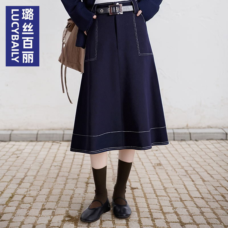 中长款高腰显瘦半身裙