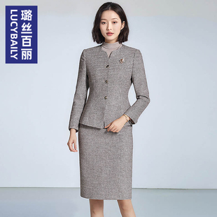 璐丝百丽职业套装 气质女神范ol通勤高端套裙面试职场 女春秋时尚