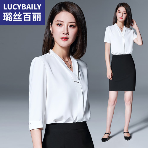 职业装气质女神范夏季空姐前台