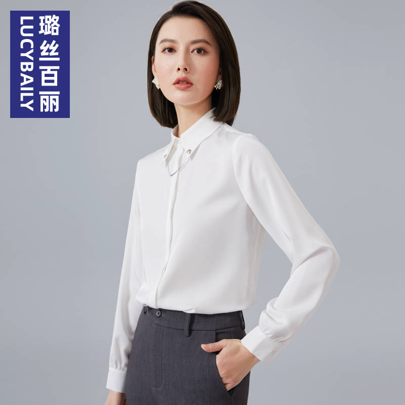 职业长袖雪纺白色气质衬衫春新款