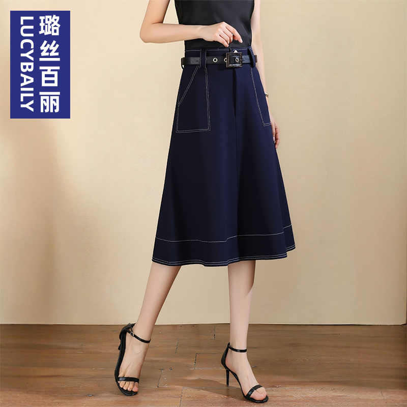 中长款高腰显瘦半身裙