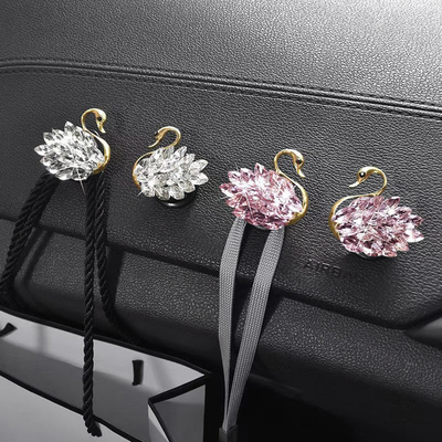 汽车粘贴整理强力挂钩子车载镶钻情侣天鹅车内整理眼镜夹用品装饰